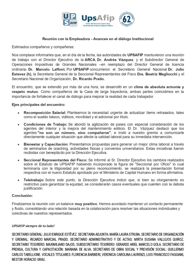 Reunión con la Empleadora – Avances en el diálogo Institucional